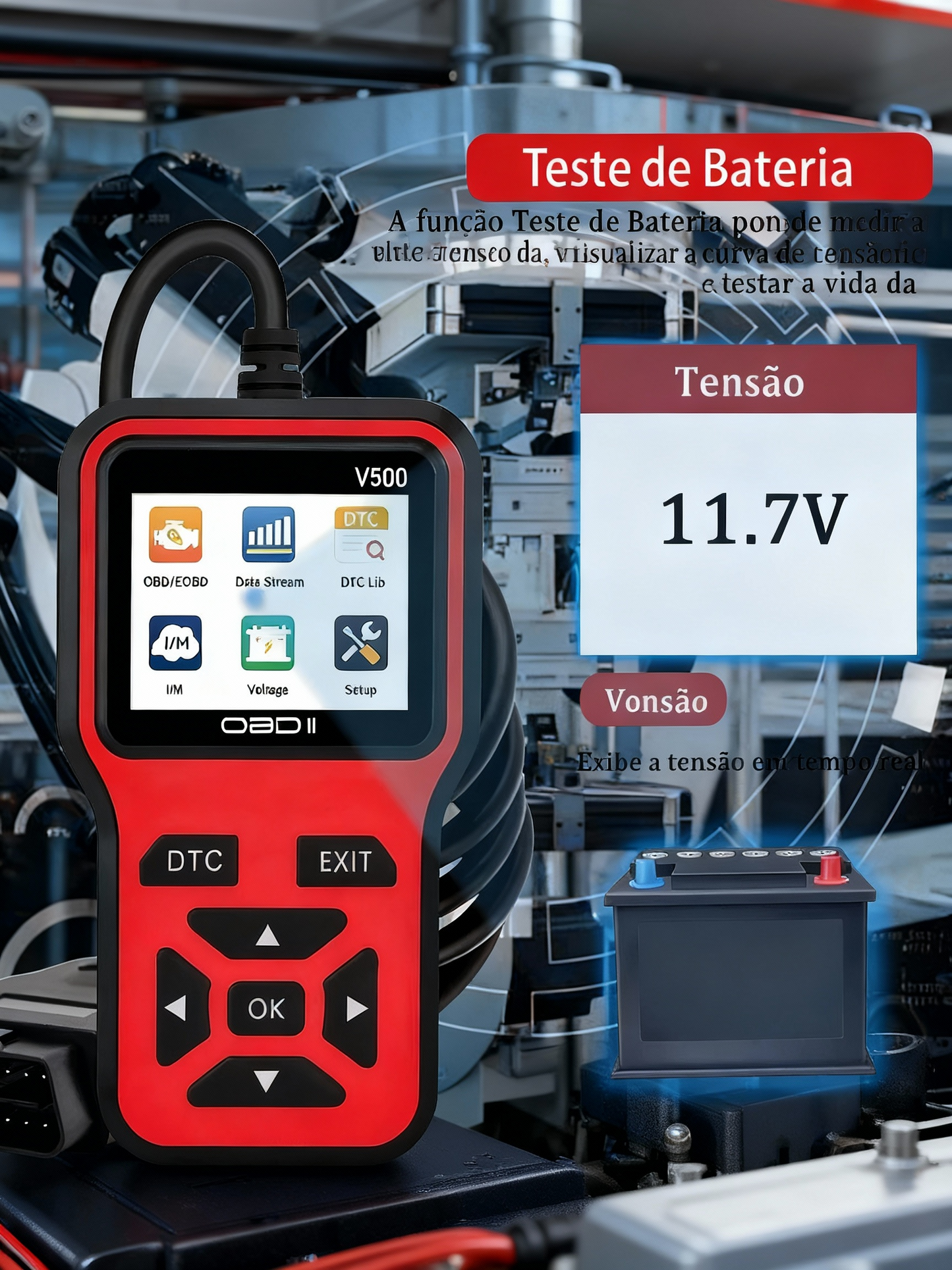 Scanner OBD II V500 Profissional para Diagnóstico Automotivo