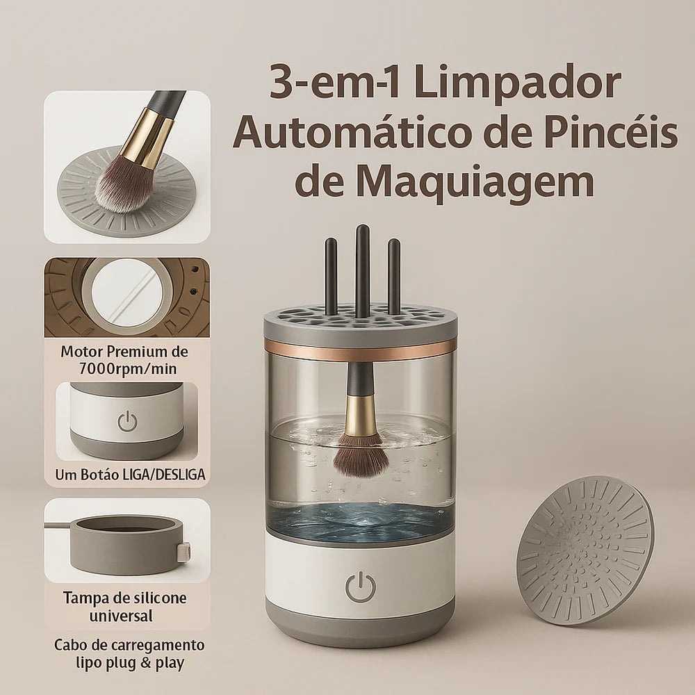 Limpador Automático de Pincéis de Maquilhagem