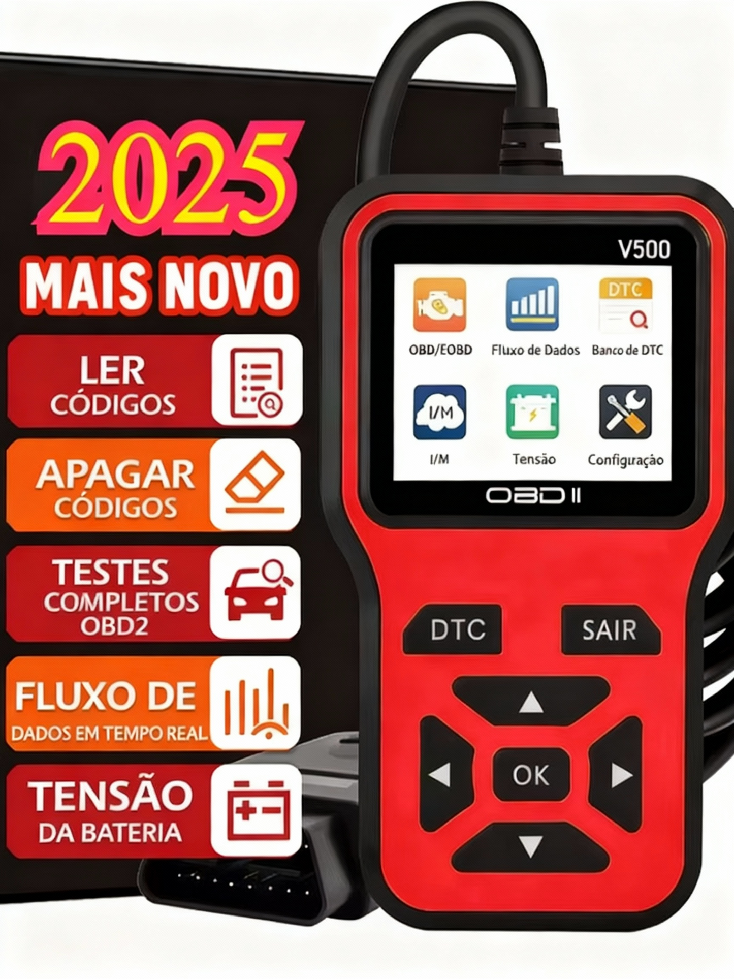 Scanner OBD II V500 Profissional para Diagnóstico Automotivo